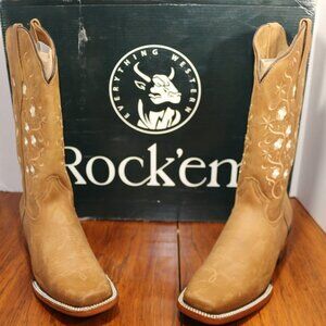 Rock’em Flor Estrella Retro Cowgirl Boots. Color: Crazy Tabaco